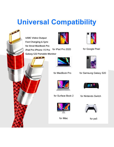 Cable USB Tipo C 9.14m YOTETION 4K 240W Rojo