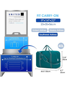 Bolsa de mano Narwey 40L Verde Azulado 52.1x35.1x22.1 cm 2