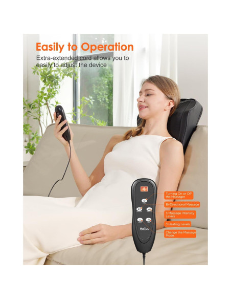 Masajeador de Espalda Muzcody con Calor 3D, Alivio Dolor Cuello