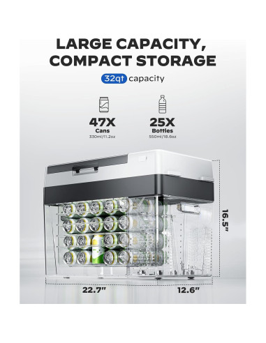 Refrigerador de Auto Marsail MSCAF02B-32, 32QT, Negro