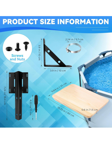 Mesa Lateral para Piscina Anglekai 39.9x24.9cm Ajustable