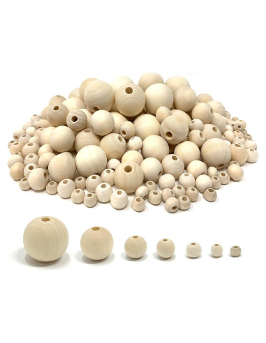 1000 Cuentas de Madera Natural Embellish - 7 Tamaños