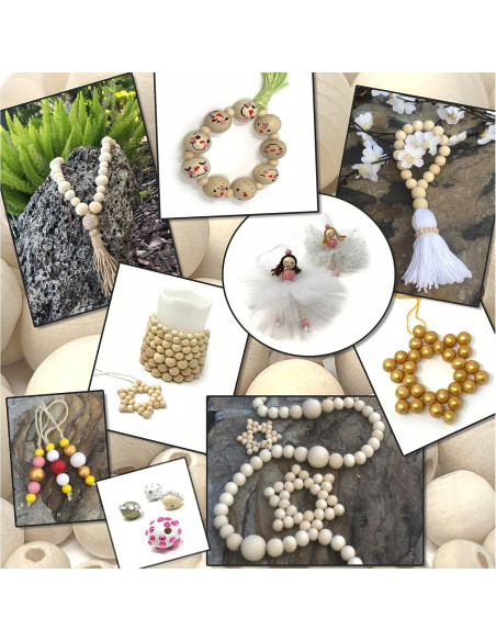 1000 Cuentas de Madera Natural Embellish - 7 Tamaños