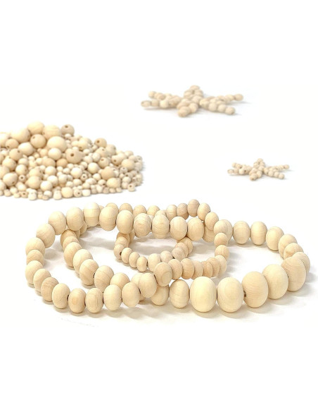 1000 Cuentas de Madera Natural Embellish - 7 Tamaños