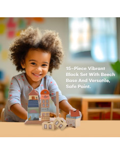 Set de Bloques de Madera Montessori 15 Piezas para Niños 2