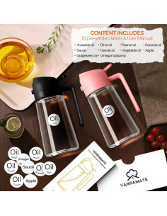 Botella Spray de Aceite YARRAMATE 470ml Doble Función Rosa y Negro 2