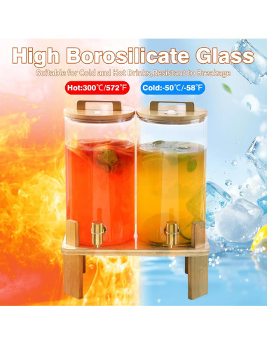 Dispensador de Bebidas de Vidrio MIWUYI 5.68L 2 Pack con Soporte