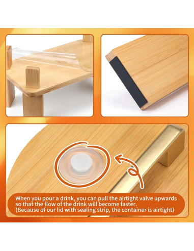 Dispensador de Bebidas de Vidrio MIWUYI 5.68L 2 Pack con Soporte