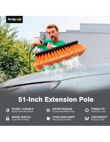 Cepillo de Lavado de Autos ARTIPOLY 130 cm con Mango Extensible