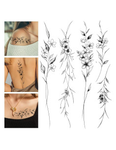 Tatuajes Temporales Leesgel 12 Hojas Flores y Vides 22x4cm