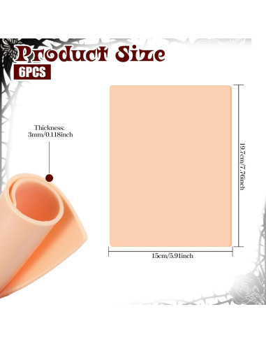 Piel de Práctica de Tatuaje Prasacco 6 Pcs 20x15 cm Silicona