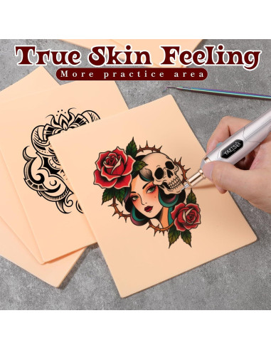 Piel de Práctica de Tatuaje Prasacco 6 Pcs 20x15 cm Silicona