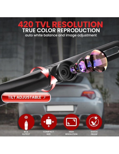 Cámara de Respaldo Pyle PLCM18BC Impermeable 420 TVL