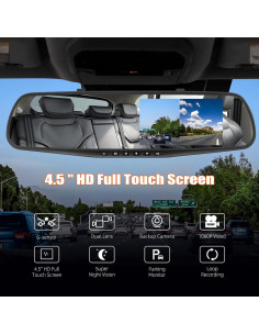 Cámara de Espejo Retrovisor AMprime 4.5" 1080P Doble Cámara 2