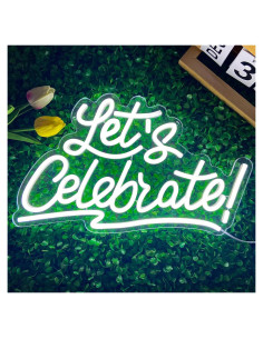 Letrero de Neón LED Regulable Vamos a Celebrar 40.9x25.4cm