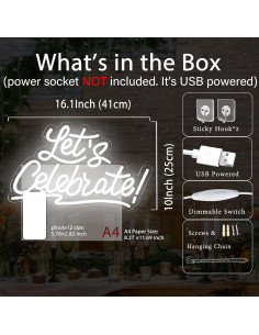 Letrero de Neón LED Regulable Vamos a Celebrar 40.9x25.4cm 2