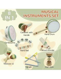Set de Instrumentos Musicales Montessori TOBENUB 8 en 1 para Bebés 2