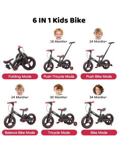 Bicicleta de Equilibrio JMMD 6 en 1 Plegable para Niños 18-60 Meses 2
