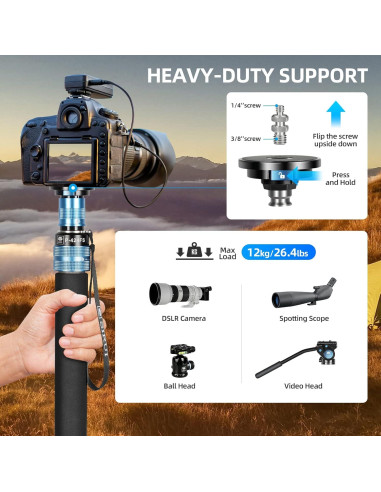 Monopie SIRUI P-424FS 169.5 cm Fibra de Carbono con Cabeza VH-10