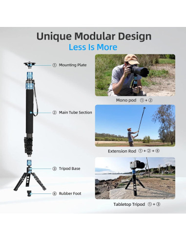 Monopie SIRUI P-424FS 169.5 cm Fibra de Carbono con Cabeza VH-10