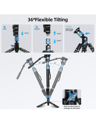 Monopie SIRUI P-424FS 169.5 cm Fibra de Carbono con Cabeza VH-10