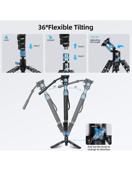 Monopie SIRUI P-424FS 169.5 cm Fibra de Carbono con Cabeza VH-10