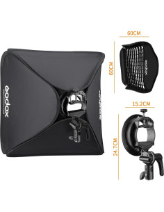 Softbox Plegable Godox 60x60cm con Soporte S2 y Rejilla 2