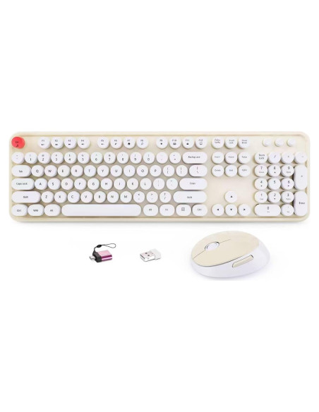 Combo Teclado y Ratón Inalámbrico HotFox S100 Retro Ergonomico