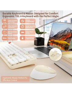 Combo Teclado y Ratón Inalámbrico HotFox S100 Retro Ergonomico 2