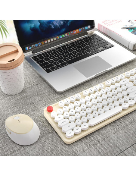 Combo Teclado y Ratón Inalámbrico HotFox S100 Retro Ergonomico