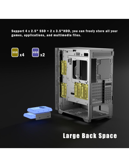 Caja de PC ATX KEDIERS H3 con Vidrio Templado y 3 Ventiladores