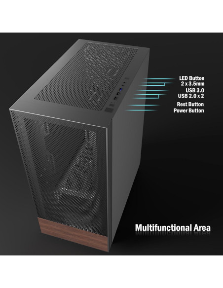 Caja de PC ATX KEDIERS H3 con Vidrio Templado y 3 Ventiladores