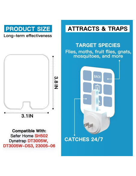 40 Tarjetas de Pegamento Reemplazo Safer Home y Dynatrap