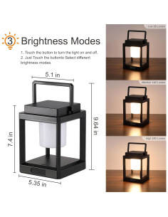Lámpara de Mesa Solar LETRY SL-P, LED Portátil Impermeable 2