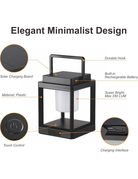 Lámpara de Mesa Solar LETRY SL-P, LED Portátil Impermeable