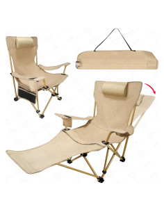 Silla de Camping Reclinable ZEMIRO CHARGE con Reposapiés