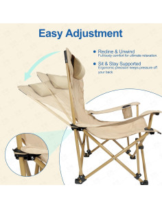 Silla de Camping Reclinable ZEMIRO CHARGE con Reposapiés 2