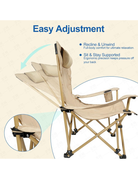 Silla de Camping Reclinable ZEMIRO CHARGE con Reposapiés