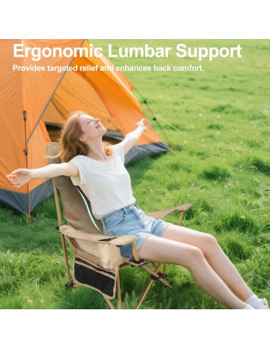 Silla de Camping Reclinable ZEMIRO CHARGE con Reposapiés