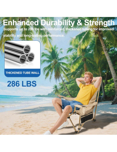 Silla de Camping Reclinable ZEMIRO CHARGE con Reposapiés