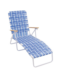 Silla de Jardín Plegable CAMP&GO Lounger 4 Posiciones Azul/Blanco