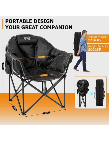 Silla de Camping Calentada LILYPELLE Charles - 3 Niveles de Calor