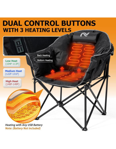 Silla de Camping Calentada LILYPELLE Charles - 3 Niveles de Calor