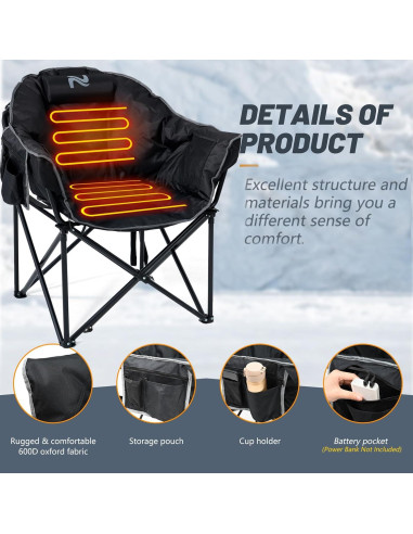 Silla de Camping Calentada LILYPELLE Charles - 3 Niveles de Calor