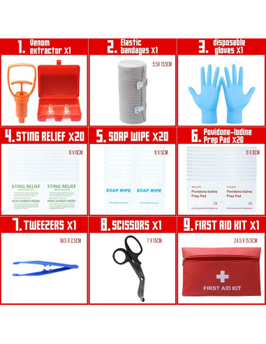 Kit de Primeros Auxilios para Mordeduras y Picaduras BOSITIVE - Rojo