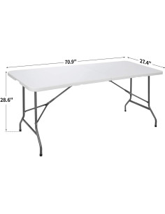 Mesa Plegable COLIBYOU 1.83m Plástica Blanca para 6 Personas 2