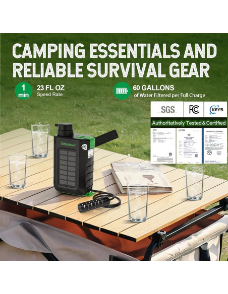 Filtro de Agua Eléctrico Portátil Greeshow GS-2811, 0.01 Micrones