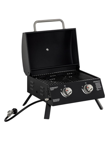 Parrilla de Gas Propano Outsunny 2 Quemadores Portátil Negra