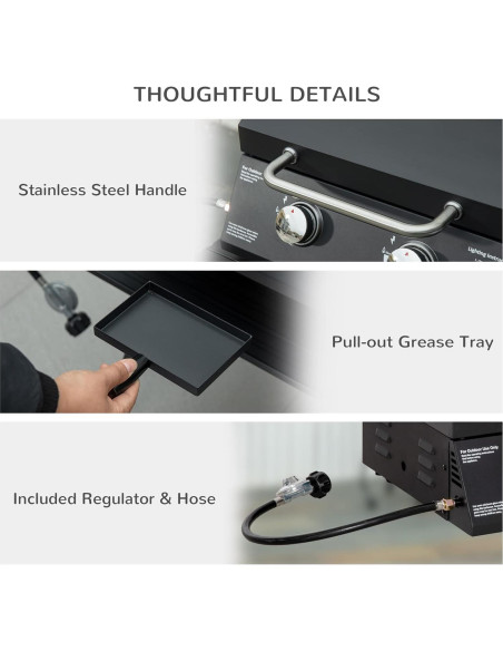 Parrilla de Gas Propano Outsunny 2 Quemadores Portátil Negra