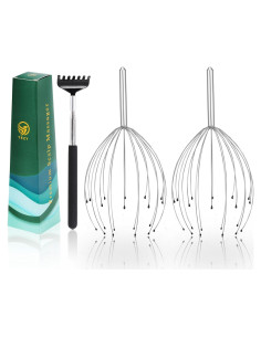 Masajeador de Cabeza YEZY 20 Dedos Plateado - 2 Paquete